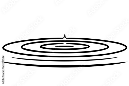 Minimalist Water Ripples Icon – Black Line Lake or Pond Surface Illustration

