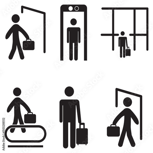 businessman goes to business meetings icon Set of professions disasters icons vector illustration