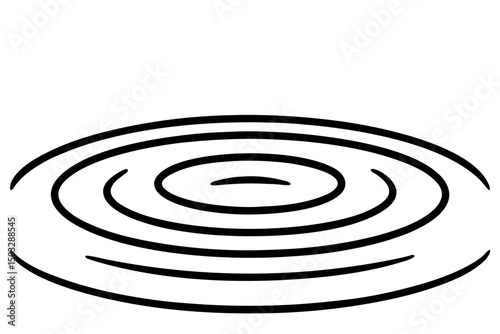 Minimalist Water Ripples Icon – Black Line Lake or Pond Surface Illustration

