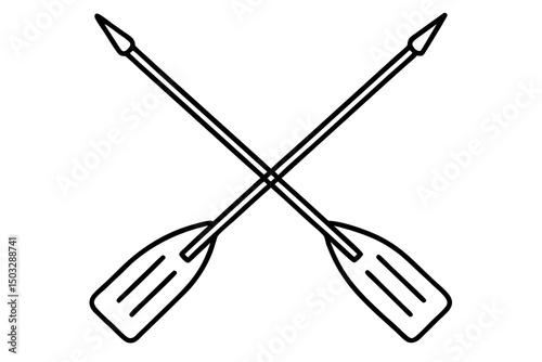 Minimalist Crossed Canoe Paddles Icon – Simple Outdoor Logo Design

