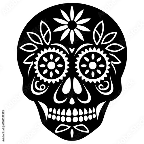 Dade los muertos skulls silhouette vector illustration 