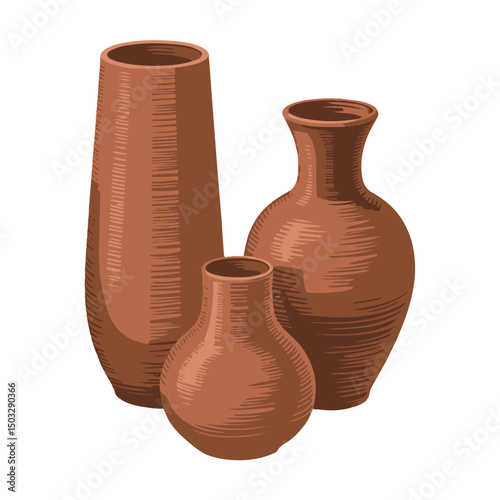 ceramic vase isolated on white background