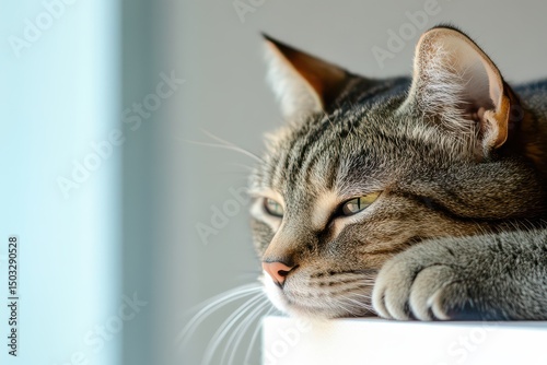 Cat basking in sunlight on a windowsill