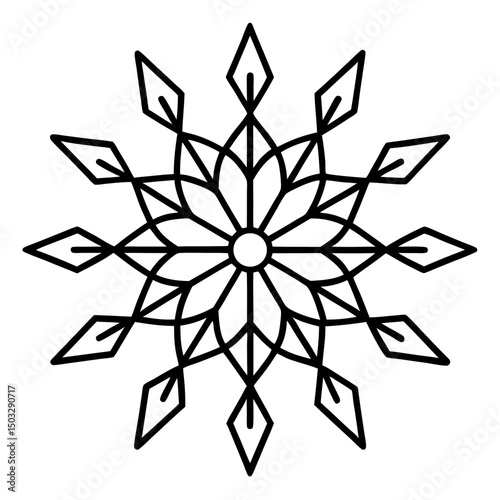 Snowflake mandala pattern line art vector illustration 