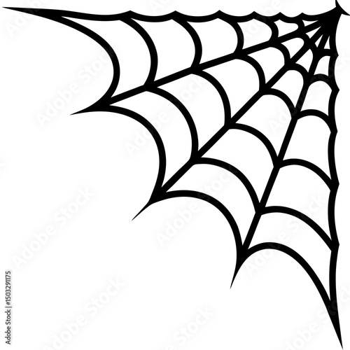 Spider web corner border line art vector illustration 