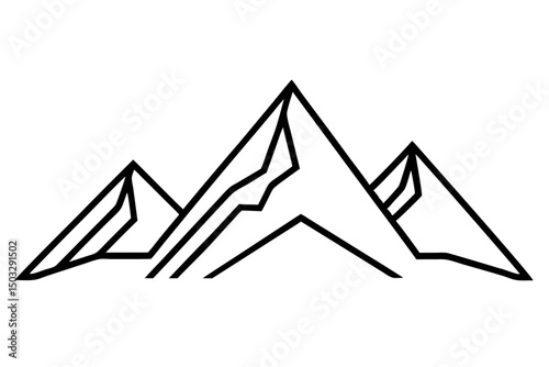 Minimalist Line Art of Rugged Mountain Range – Vector Outline SVG

