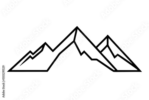 Minimalist Line Art of Rugged Mountain Range – Vector Outline SVG

