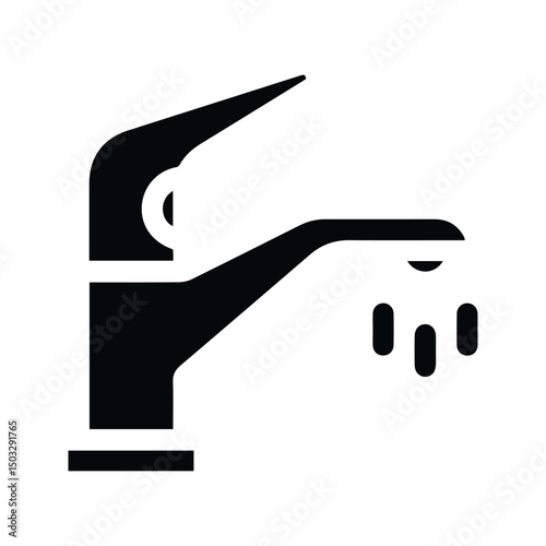 Water tap icon. Vector illustration of a tap for washing hands. Bathroom or kitchen water tap.