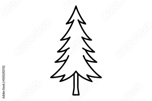 Minimalist Line Art of a Tall Evergreen Tree – Simple Forest Nature SVG Illustration

