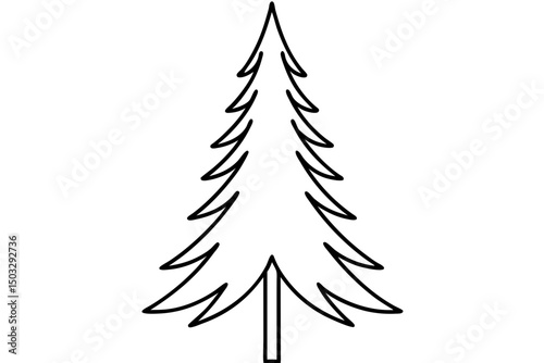 Minimalist Line Art of a Tall Evergreen Tree – Simple Forest Nature SVG Illustration

