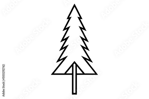 Minimalist Line Art of a Tall Evergreen Tree – Simple Forest Nature SVG Illustration


