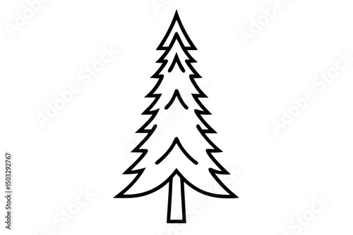 Minimalist Line Art of a Tall Evergreen Tree – Simple Forest Nature SVG Illustration

