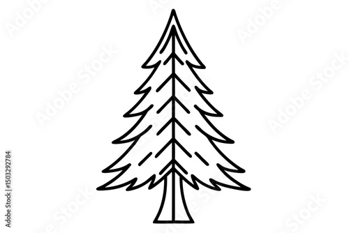 Minimalist Line Art of a Tall Evergreen Tree – Simple Forest Nature SVG Illustration


