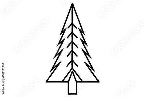 Minimalist Line Art of a Tall Evergreen Tree – Simple Forest Nature SVG Illustration

