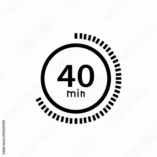 Forty minutes timer clock icon vector sign