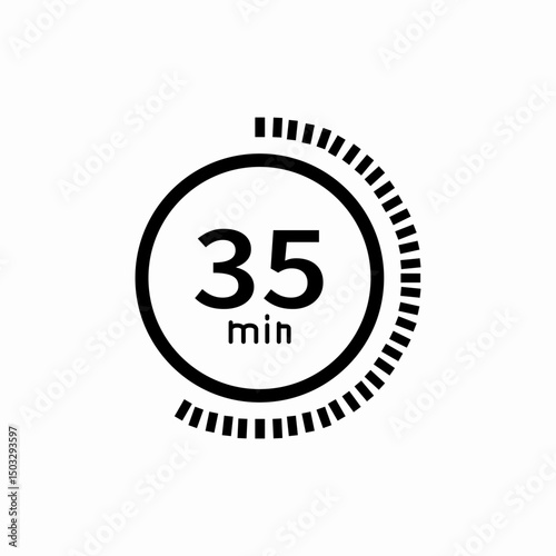 Thirty five minutes timer icon vector sign