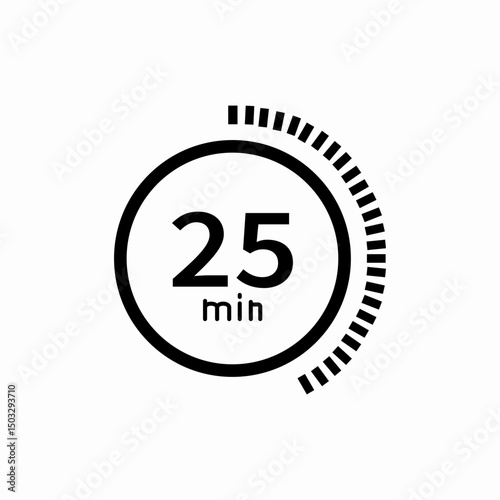 Twenty five minutes icon vector sign