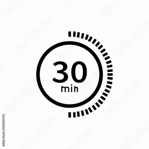 Thirty minutes timer icon vector sign