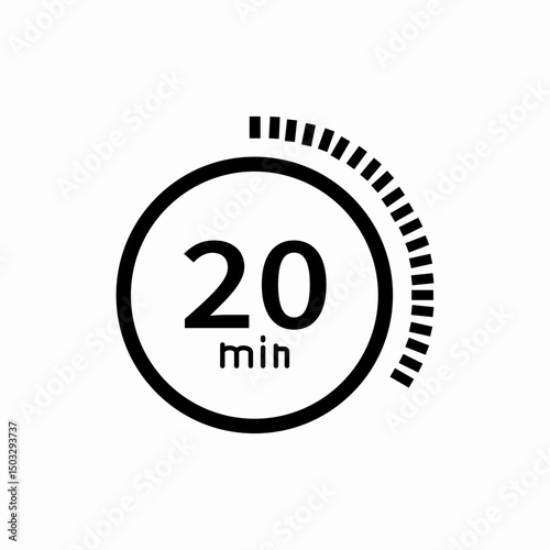 Twenty minutes timer icon vector sign
