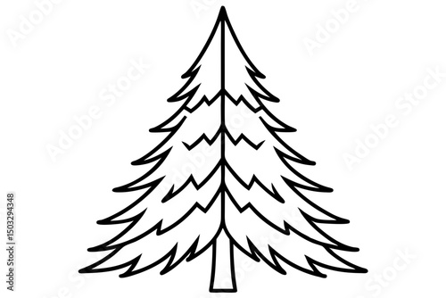 Minimalist Black Line Art of an Alpine Pine Tree – Simple Nature SVG Illustration


