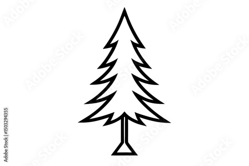 Minimalist Black Line Art of an Alpine Pine Tree – Simple Nature SVG Illustration

