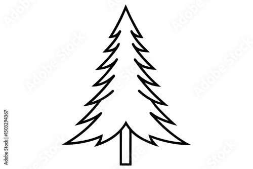 Minimalist Black Line Art of an Alpine Pine Tree – Simple Nature SVG Illustration

