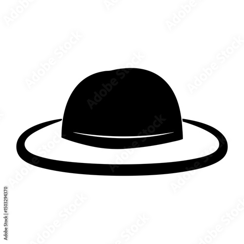 Simple black hat design with wide brim on a white background