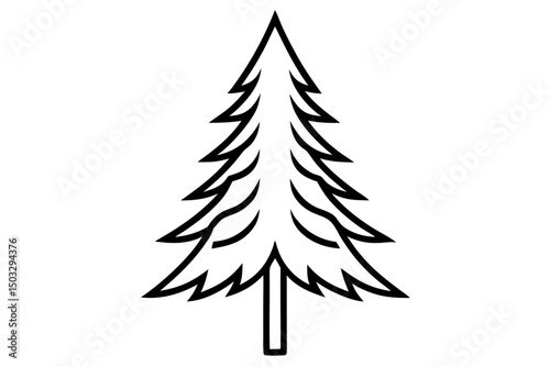 Minimalist Black Line Art of an Alpine Pine Tree – Simple Nature SVG Illustration

