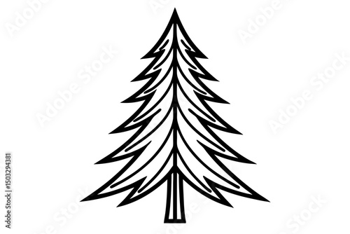 Minimalist Black Line Art of an Alpine Pine Tree – Simple Nature SVG Illustration

