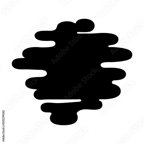 Abstract organic shape with rounded edges, resembling a dark stain or inkblot