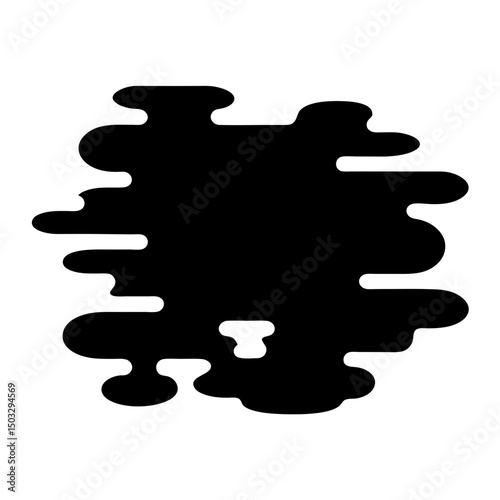 Abstract black amoebalike shape with smooth edges isolated on white background