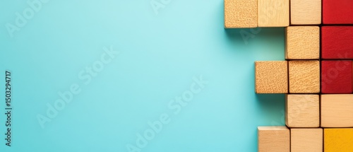 Colorful blocks on blue background