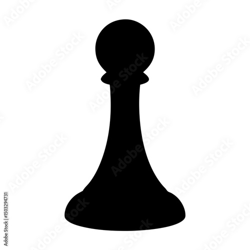 A simple black and white silhouette of a chess pawn piece