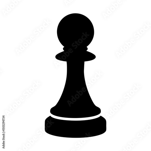 Single pawn chess piece silhouette on a white background illustration