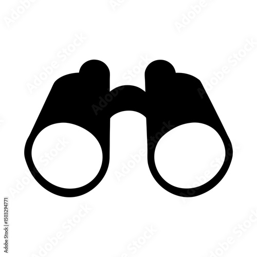 Black Binoculars Icon, Visual Representation for Searching, Exploration and Observation, Simplified Style