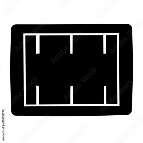 Simplified Icon of a Rugby Field Layout with Rounded Corners and Lines
