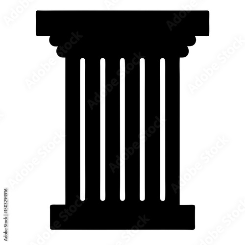 Black silhouette of classical column with parallel vertical lines for structure
