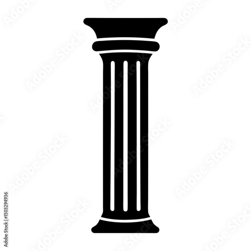 Black and White Image Depicting a Classical Column Silhouette with Detailed Design