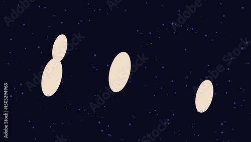 Abstract Shapes in a Dark Cosmic Backdrop, Featuring a Series of Elliptical and Oval Forms.