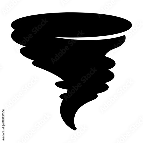 Black and White Silhouette Depiction of a Tornado, a Nature's Fury