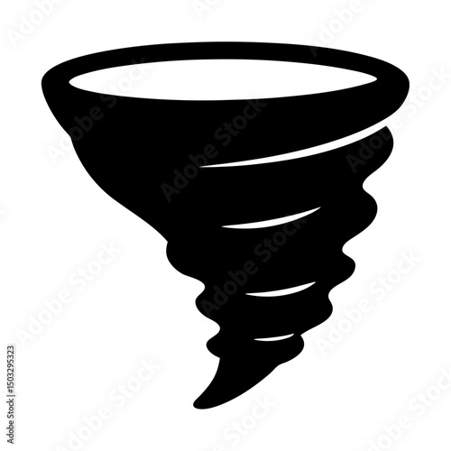 Black and white tornado illustration depicting a powerful and dangerous vortex