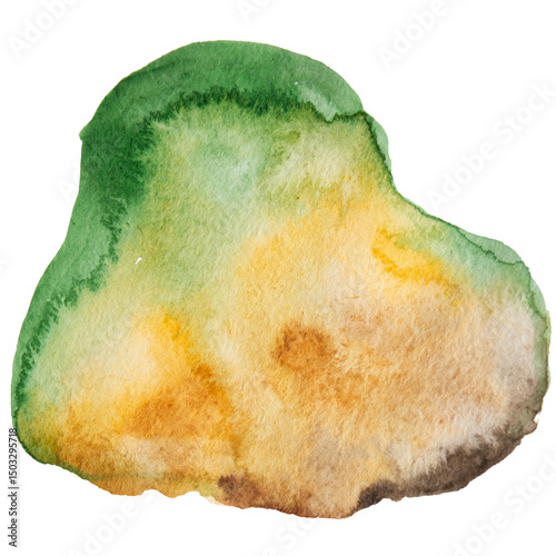 Green and Brown Hand Drawn Watercolor Spot Illustration