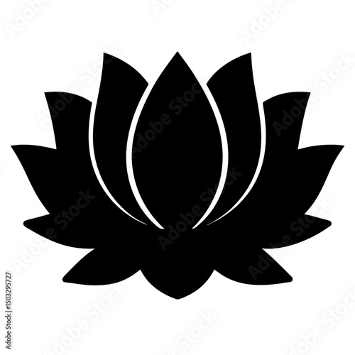 Elegant Black Lotus Flower Silhouette for Meditation, Yoga, and Spirituality