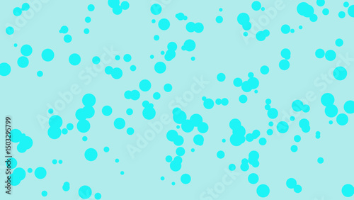 A mesmerizing abstract background featuring a scattered array of vibrant turquoise circles of varying sizes, creating a dynamic and visually engaging pattern on a pale aqua backdrop.