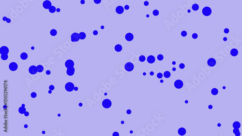 A mesmerizing abstract composition featuring a myriad of vibrant blue circles scattered across a soft lilac background, creating a dynamic and visually engaging pattern.