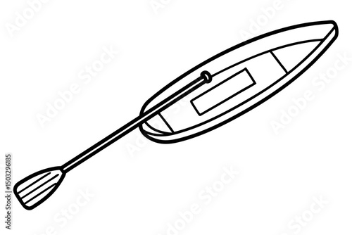Simple Black Line Illustration of Paddleboard and Paddle – Vector SVG

