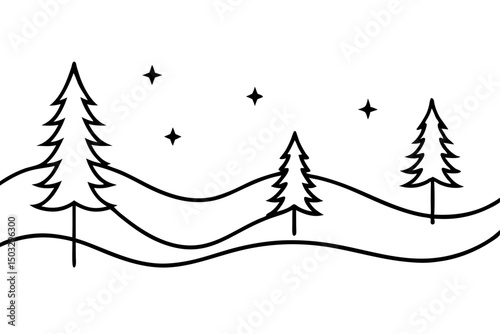 Minimal Line Art of Northern Lights – Elegant Aurora Borealis SVG Design

