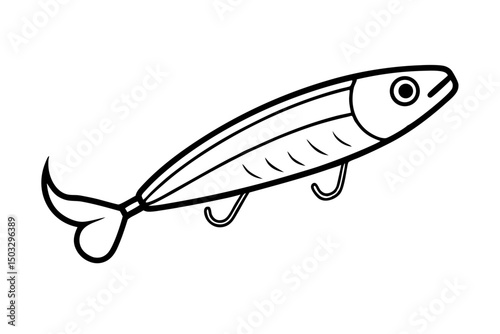 Minimalist Line Art of Fishing Lure – Perfect SVG for Angler & Outdoor Designs


