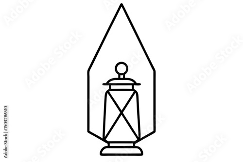 Minimal Line Art of Hanging Camping Lantern – Outdoor Adventure SVG Design

