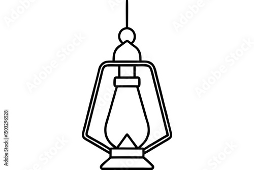 Minimal Line Art of Hanging Camping Lantern – Outdoor Adventure SVG Design

